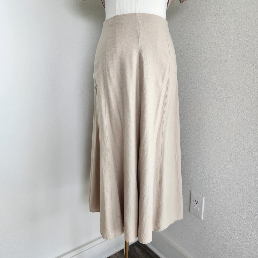 Vintage 90s Linen Blend Two Piece Skirt Set Collared Button Down Top Prairie L - Picture 11 of 14